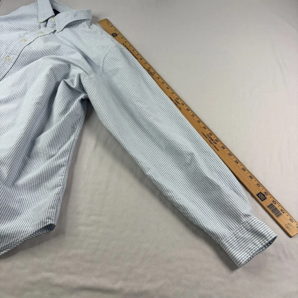 Polo Ralph Lauren Shirt Mens 3XLT Tall Blue Striped Flesh Pony Button Up - Picture 8 of 10